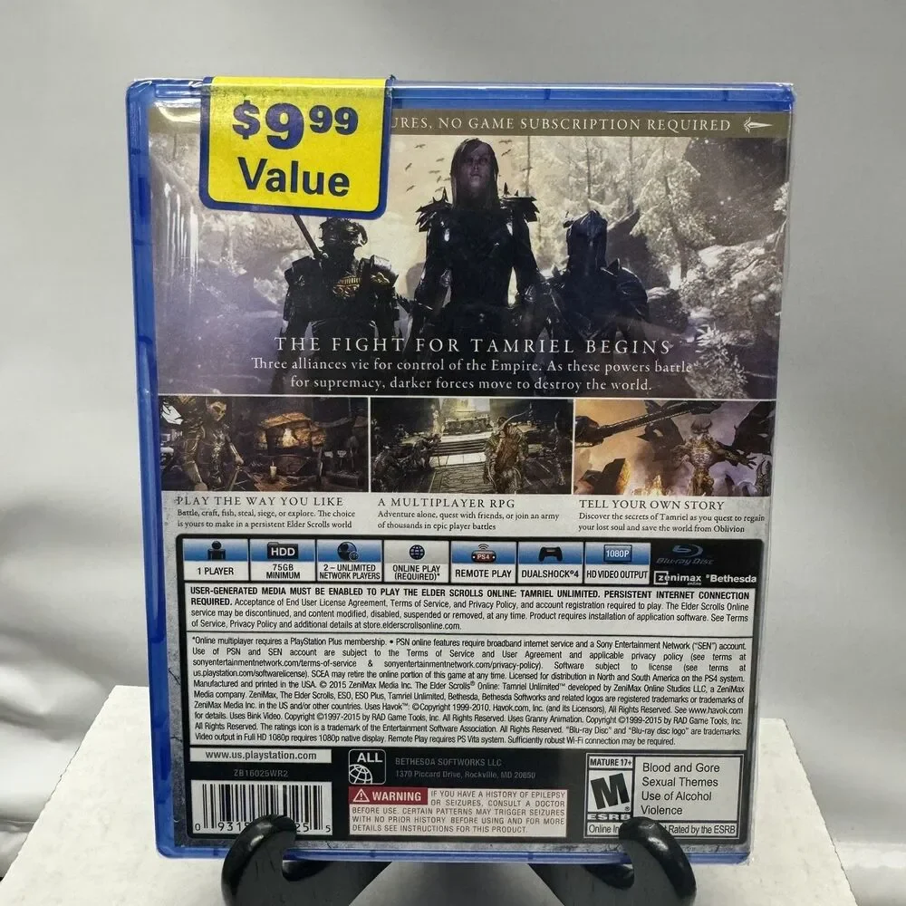 The Elder Scrolls Online Tamriel Unlimited PS4 Sony PlayStation 4 Sealed MMORPG
